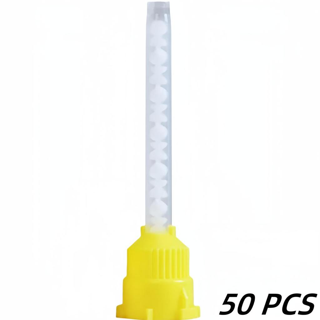 50pcs Dental Mixing Tips Disposable Silicone Rubber Mixing Head Dentistry Materials Silicone Rubber Gun Conveying Mixing Tubes