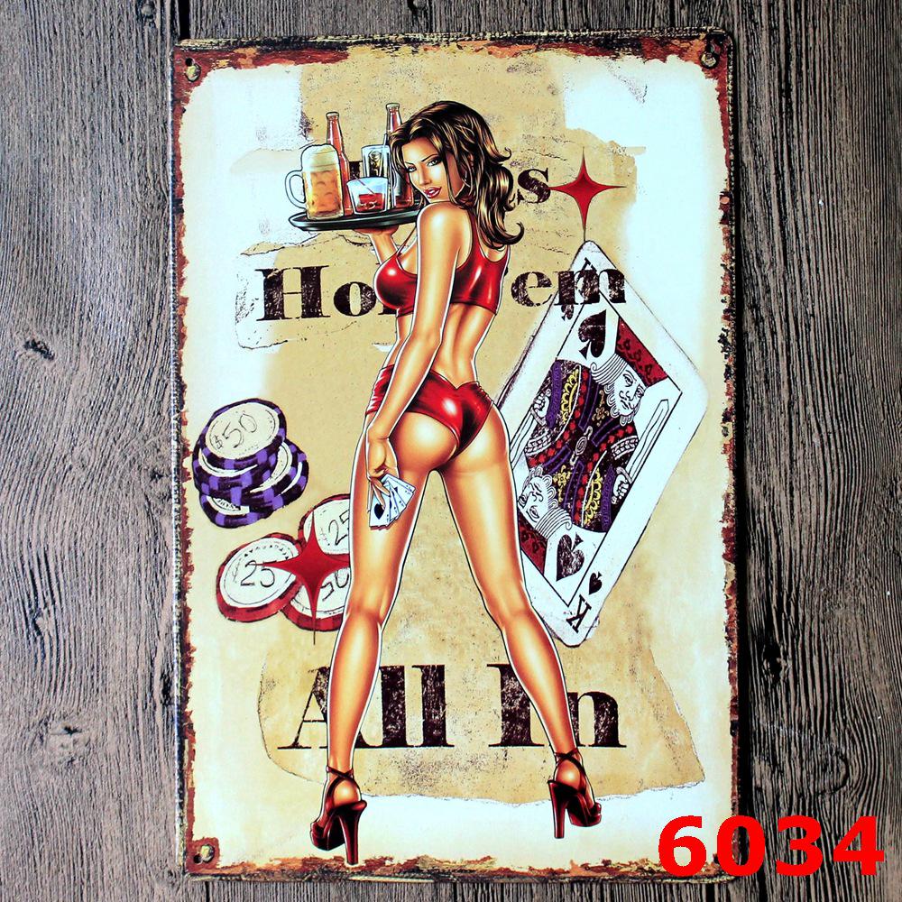 Retro Casino Tinplate Decorative Painting for Bar or KTV 