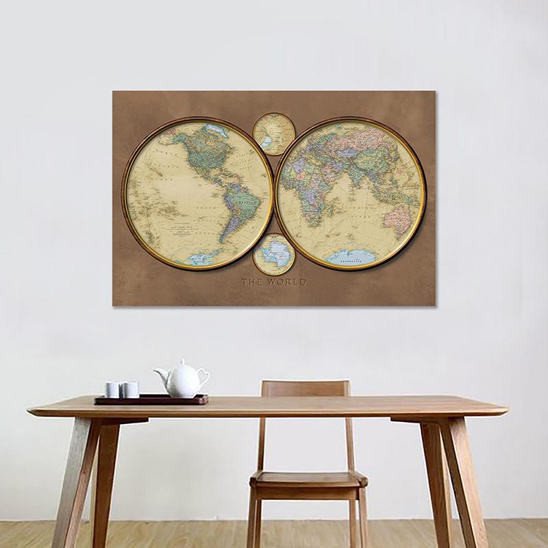 Vintage The World Map Posters and Prints Wall Art Pictures Painting for Office,Home Decoration