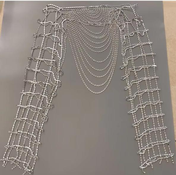 Sexy Tops Super Shiny Tassel Body Chain Diamond Mesh Chest Chain