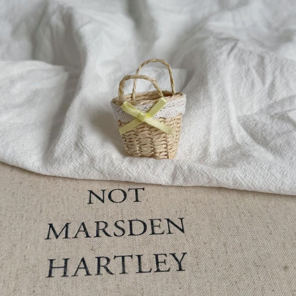 

Handmade Miniature Dollhouse Basket DIY Hand Woven Basket Living Room Decor Yellow