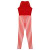 Girls Christmas Costume Sleeveless Striped Sequins Bodysuit Dance Gymnastics Jumpsuit Candy Cane