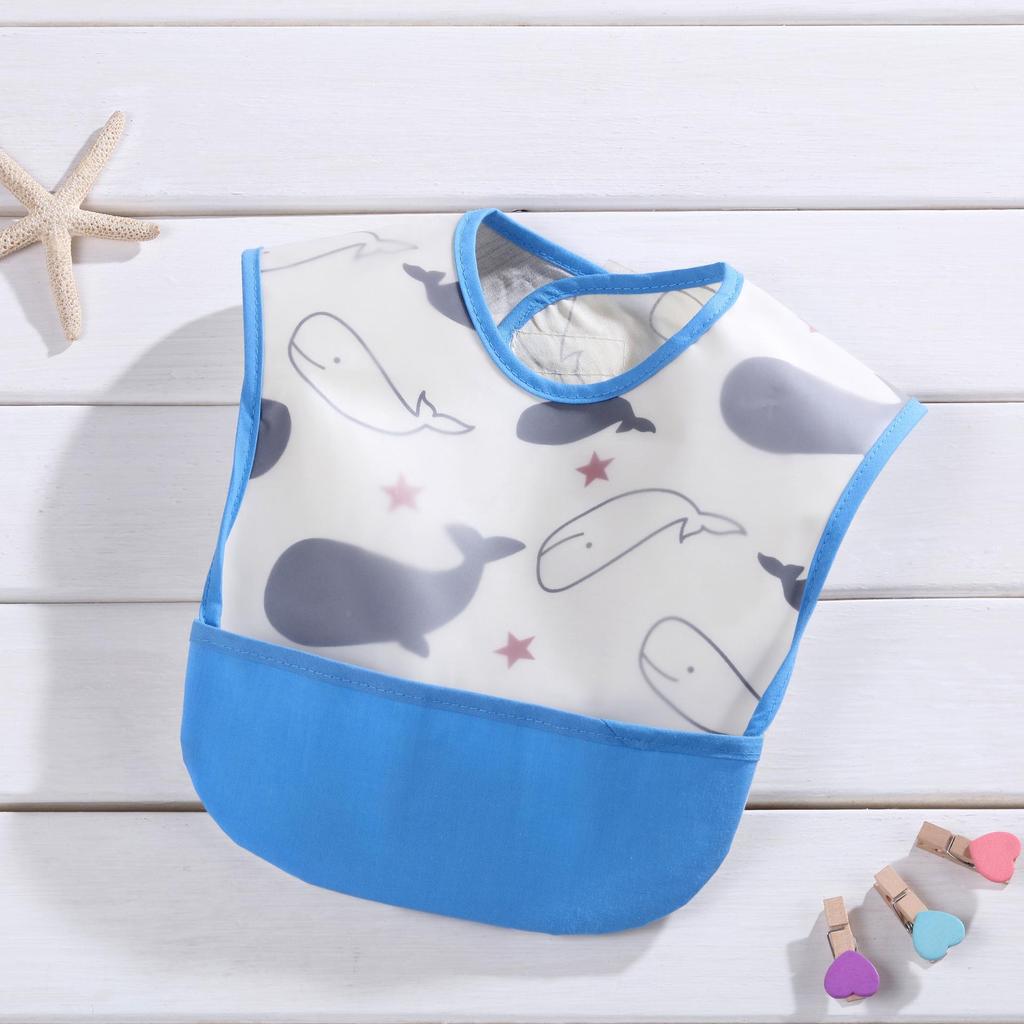 Waterproof Baby Drool Bib with Pocket - Wash-Free Design
