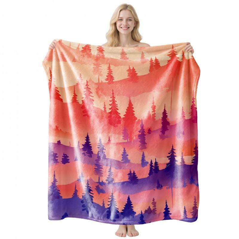 Soft Fleece Blanket With Starry Sky Print Camping Sofa Napping Air Conditioning Use Customizable Design