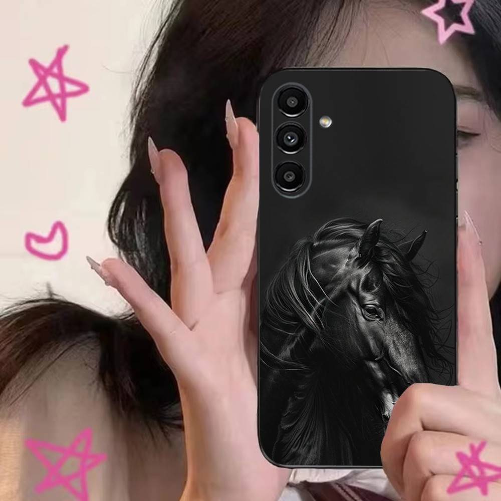 The Horse Phone Case For Samsung S24,S21,S22,S23,S30,Ultra,S20,Plus,Fe,Lite,Note,10,9,5G Black Soft Cover