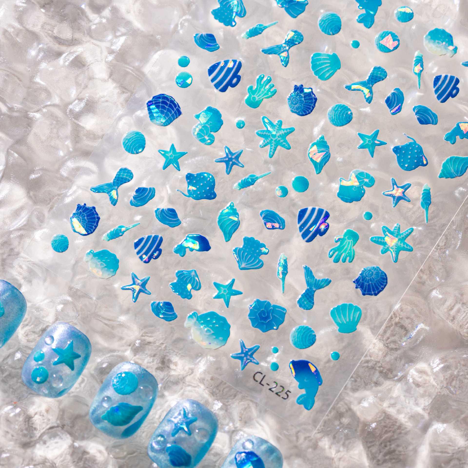 Cyansea Ocean-Themed Nail Art Stickers: Starfish, Dolphin & Scallop Designs Ocean World CL-225