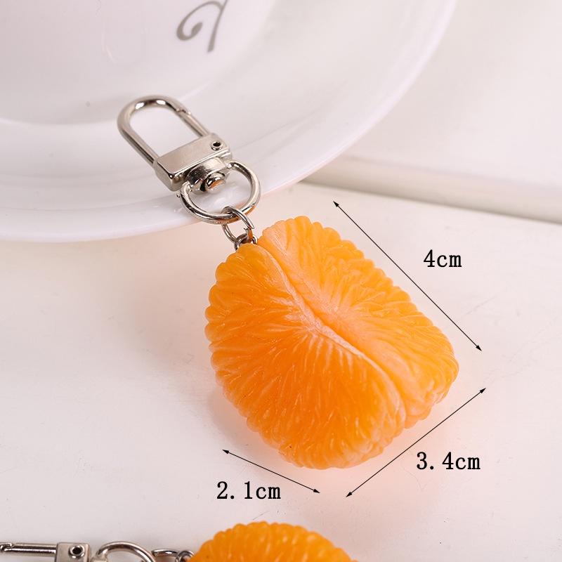 Realistic Fruit Orange Slice Keychain Pvc Alloy Keychain Pendant For Girls Wholesale