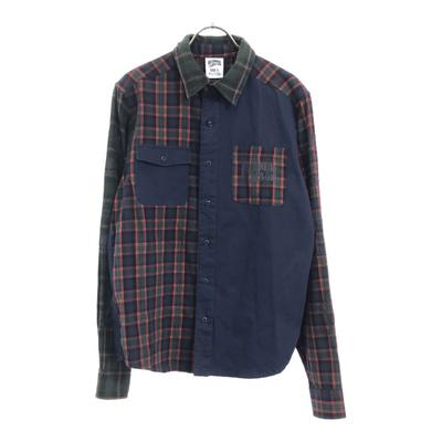 Check Long Sleeve Cotton Shirt S Navy System Men's Used
