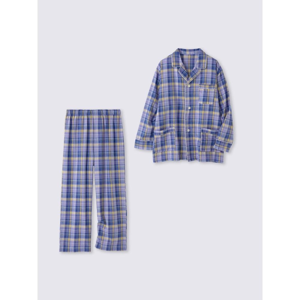 Gu By Uniqlo Flannel Pajamas Long Sleeve   Long Pants Relaxed Fit