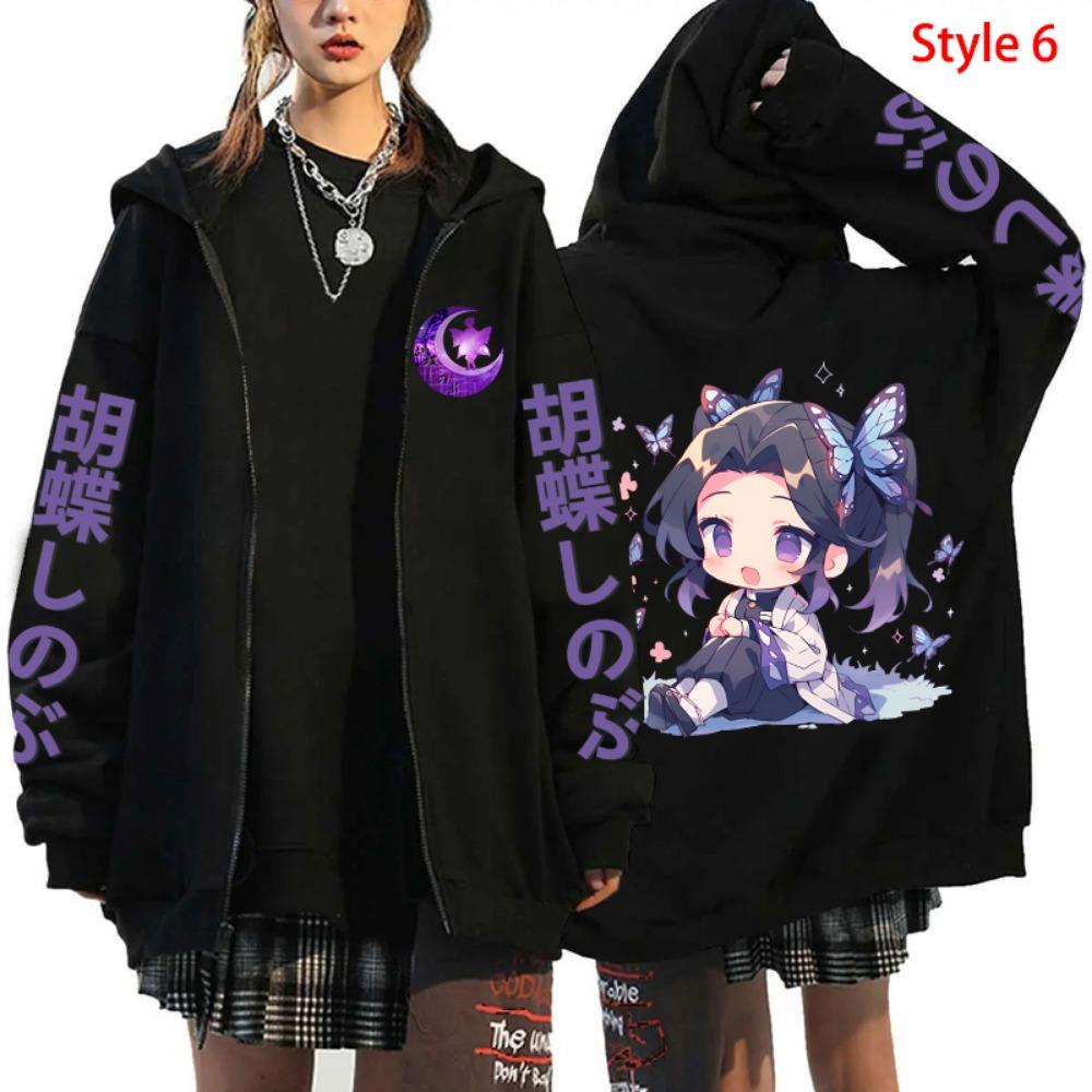 

Hot Anime Kochou Shinobu Graphic Printing Zipper Hoodies Women Men Harajuku Casual Cosplay Zip Sweatshirts Fashion Long Sleeve XXXL