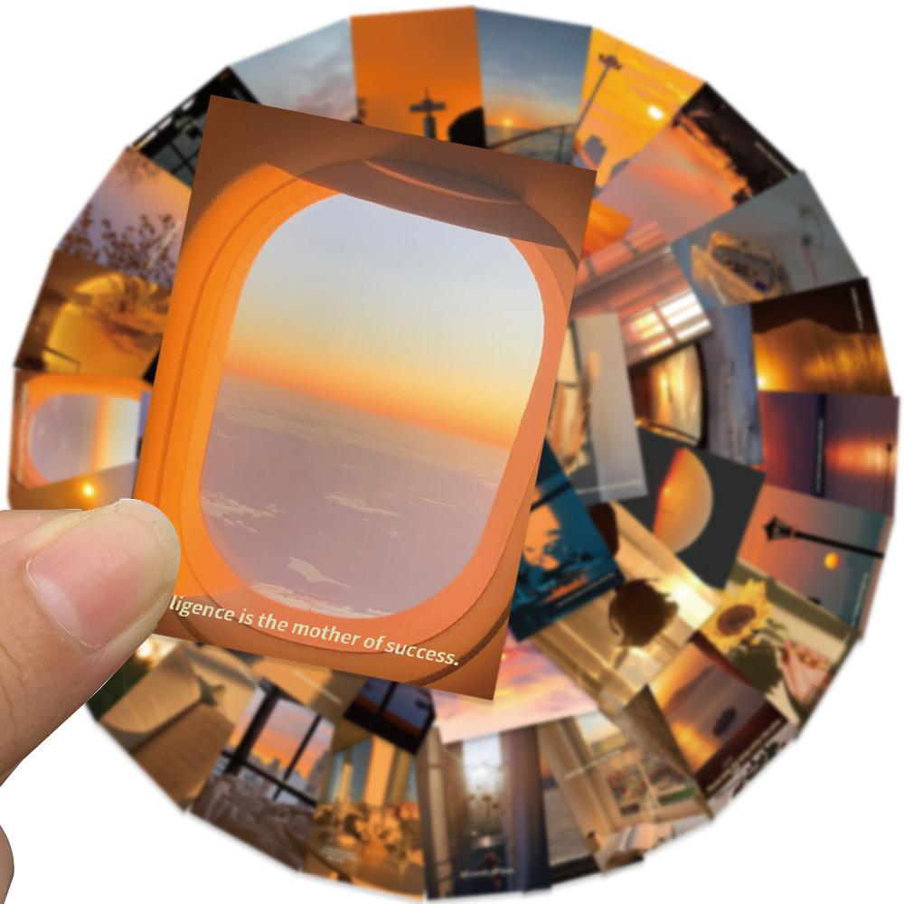 60Pcs Retro Sunset Waterproof Graffiti Sticker Aesthetic Decorative Luggage Laptop Phone Fridge Scrapbook Decals