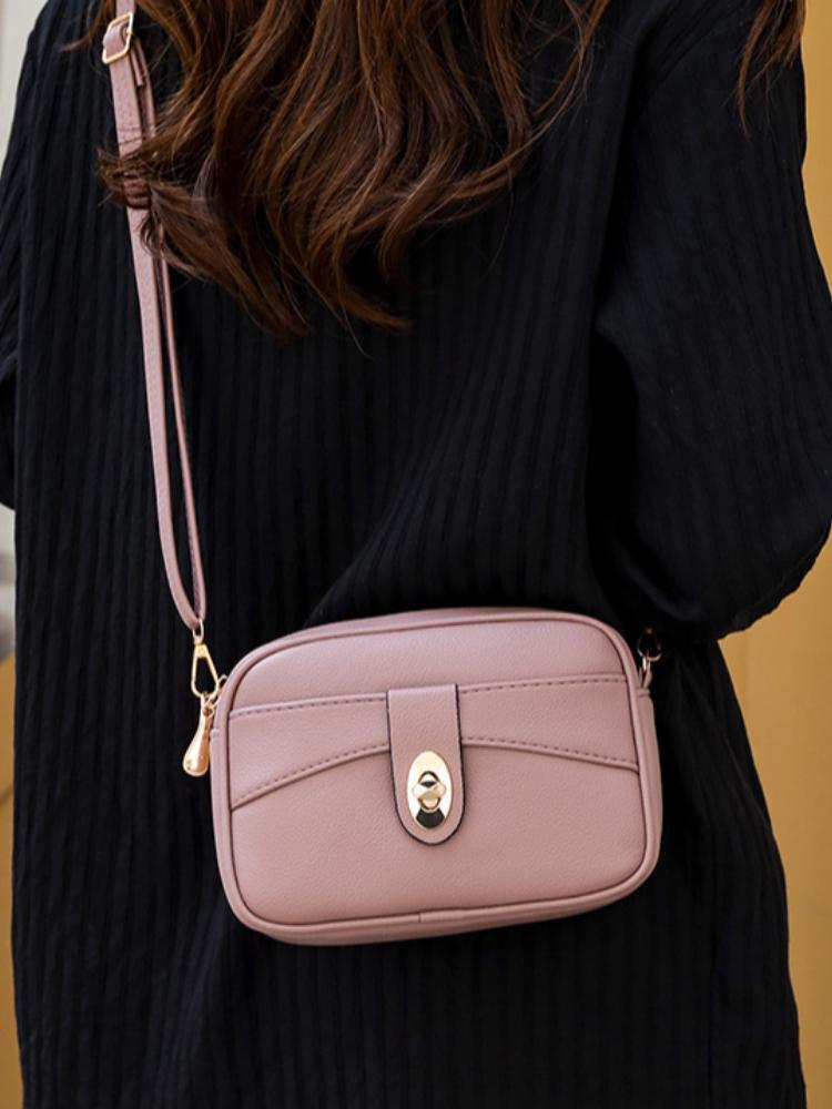 Extremely Simple Style Crossbody Small Square Bag, Solid Color, Light Luxury Women's Bag, Fashionable Mailman Bag
