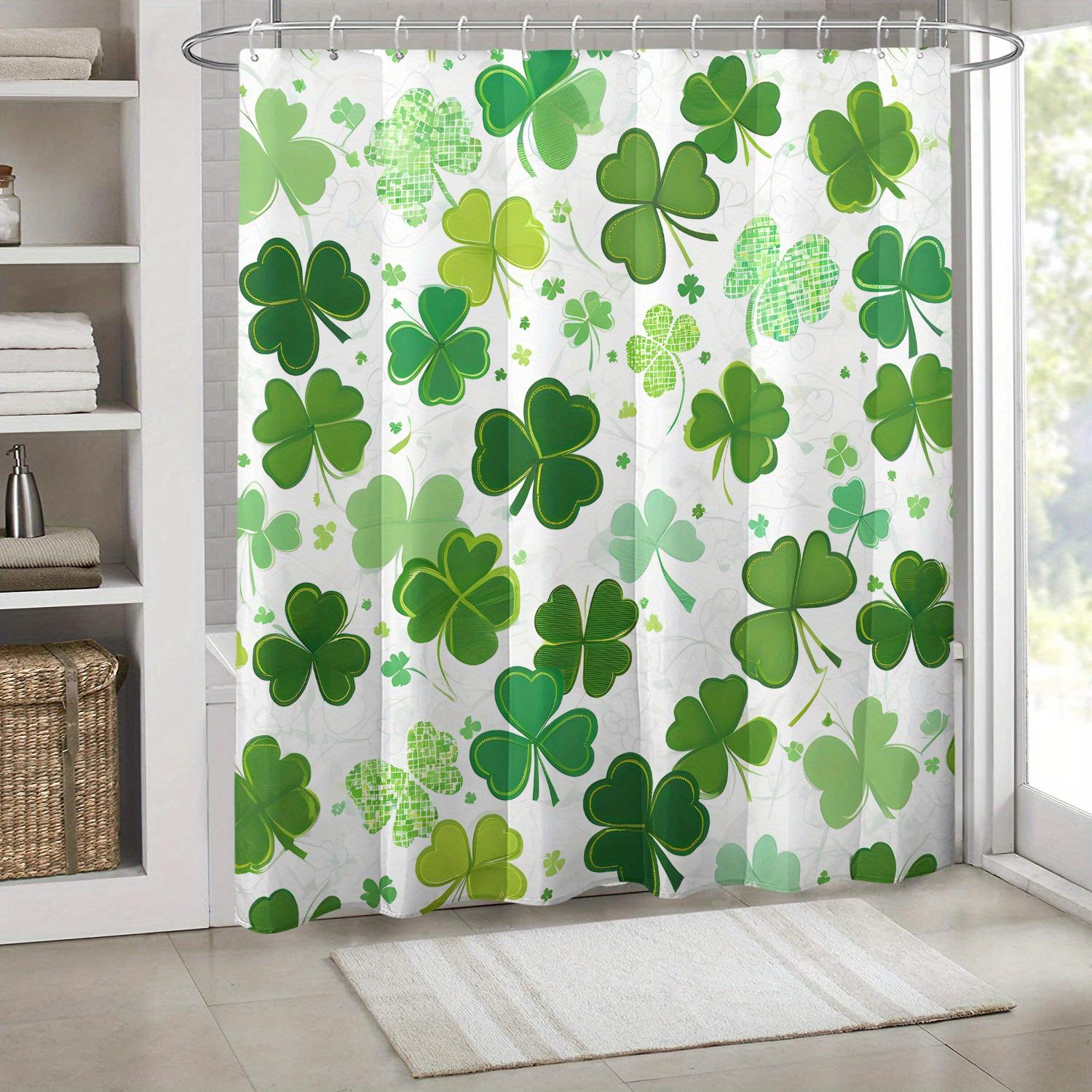 

Elegant Green And White Clover Pattern Waterproof Shower Curtain – Perfect For Bringing A Fresh And Natural Touch To W60H190(CM)-1 Pcs