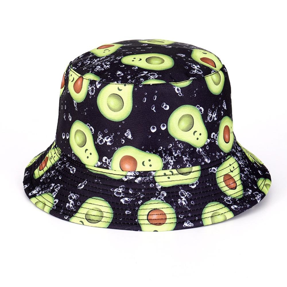 Fruit Pattern Fisherman Hat Double-Sided Panama Hat Leisure Style Beach Hat for Men Women