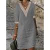 QICED Abiti Casual Estivi Primaverili a Manica 1/2 con Scollo a V e Stampa Monocolore