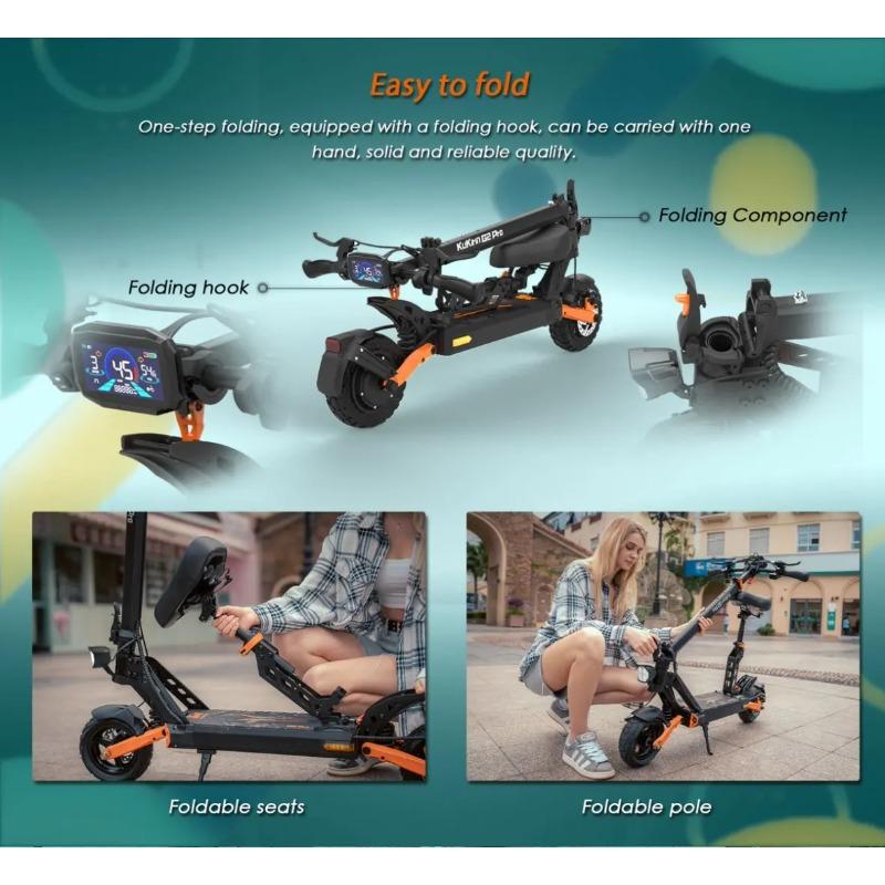 EU Kukirin G2 Pro Peak 800W 48V 15AH Electric Scooter, Maximum Speed 50KM/H, Range 60KM, 9-inch Off-road Tyres, Foldable Electri