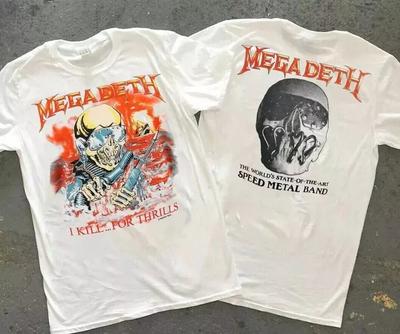MEGADETH 1988 Koszulka I Kill...For Thrill Koszulka Męska Damska Męska Koszulka Czarna Okrągły Dekolt T-shirt Graficzna Koszulka z Krótkim Rękawem Unisex