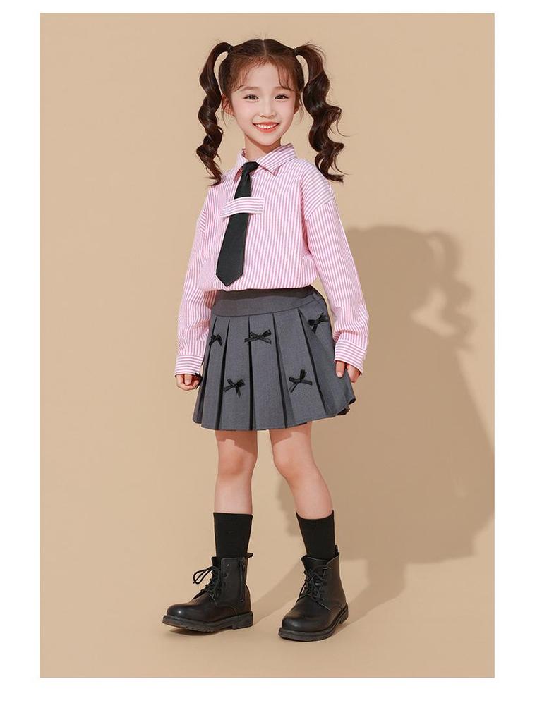 Kids' Academy-Style Striped Shirt & Dress Pants for Choir or Sports Meet