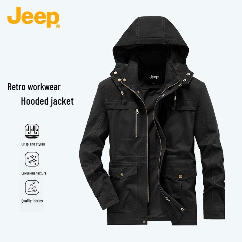 

JEEP Men s Hooded Casual Workwear Jacket 4XL