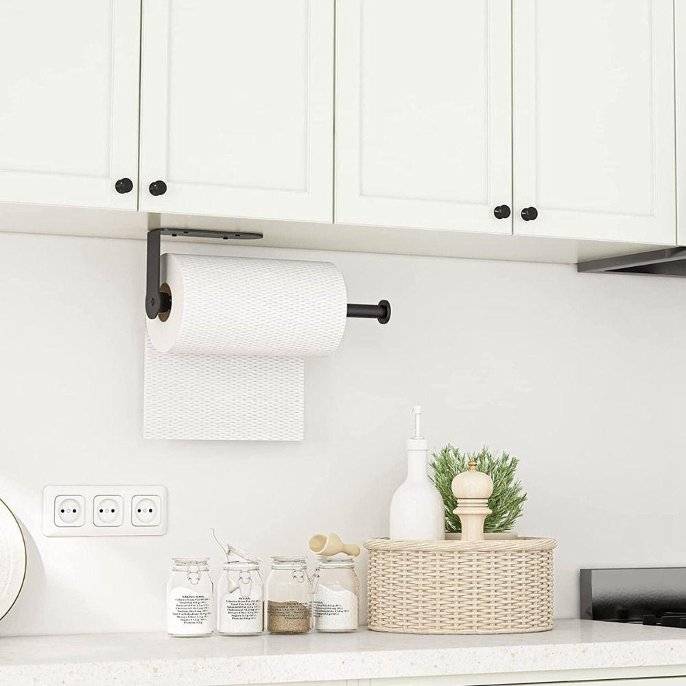 Stainless Steel Paper Towel Holder Adhesive Wall Mount Napkin Storage Rack Bathroom