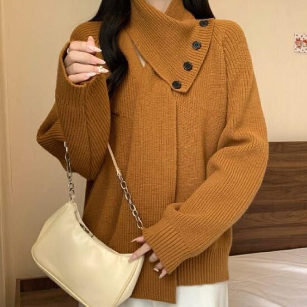 NaVaVa Long SleeVe Knit Tee V Neck Ribbed Scarf Nk2760