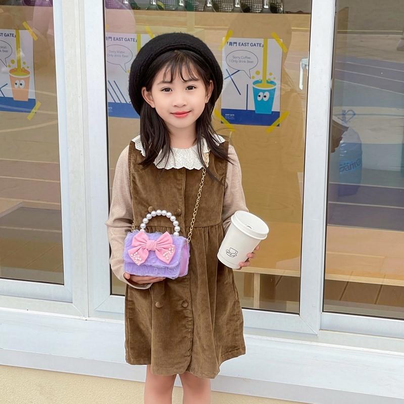 Charming Mini Butterfly Knot Chain Shoulder Bag For Kids With Pearl Handle