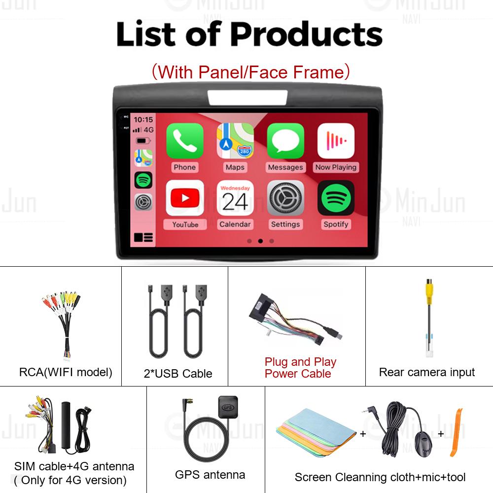 9 inch Android 14 Wireless Carplay Auto For Honda 2012 2013 2014 2015 2016 CRV CR-V Car Radio Multimedia GPS Autoradio 4G+WIFI