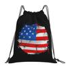 USA America American Flag Backpacks Portable Drawstring Bags Sports Bag Book Bags for Travel Students