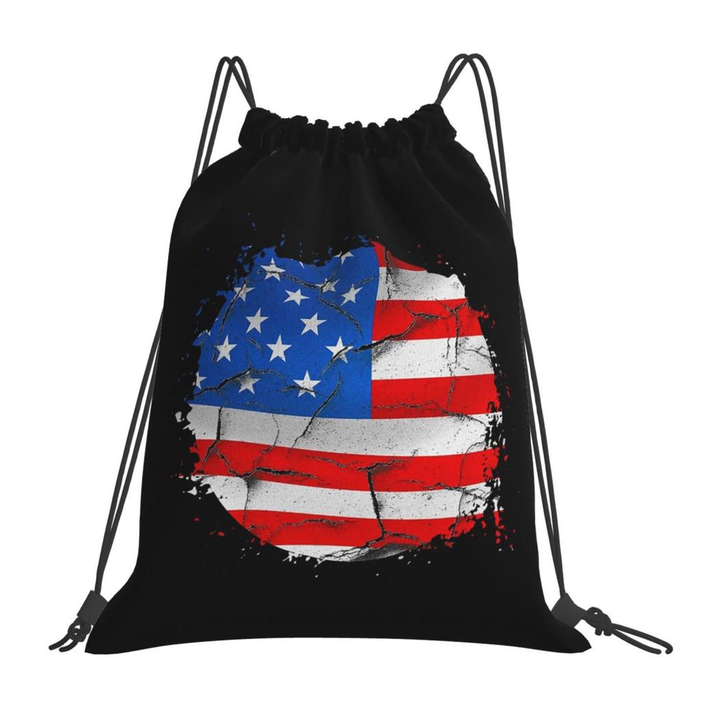 USA America American Flag Backpacks Portable Drawstring Bags Sports Bag Book Bags for Travel Students