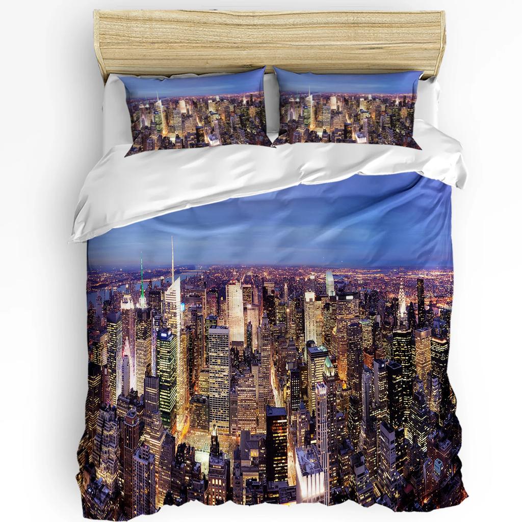 New York Bedding Set Comforter Duvet Cover Pillow Shams NYC That Never Sleeps Reflections On Manhat Bedding Cover Double Bed Set
