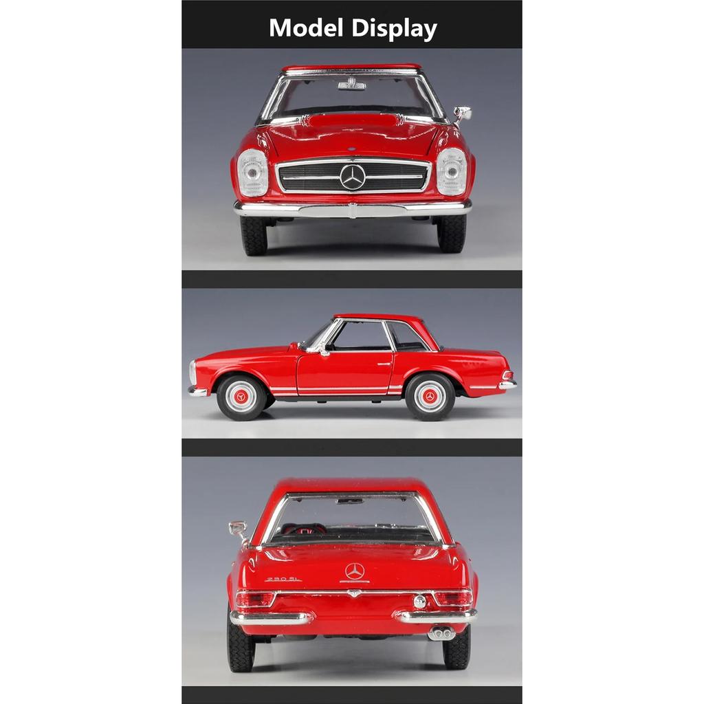 Welly 1/24 Mercedes-Benz 230SL Alloy Sports Car Model Diecast Metal Classic Retro Old Car Vehicle Model Simulation Kids Toy Gift