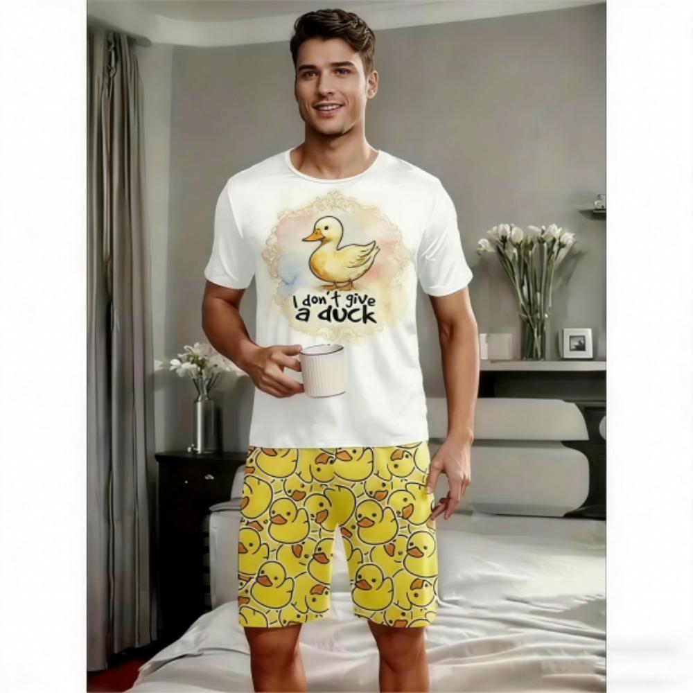 Kids Set Funny Duck Printed Kids T-shirt and Shorts 2 Piece Set Summer Casual Outdoor Boys and Girls Outfit Kids Clothing
