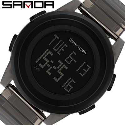 SANDA Electronic Watch Youth Sports Watch Fashion Creative Transparent Watch Banded Manne Watch
