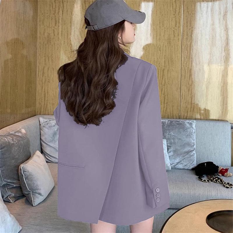 Women's Gray Petite Korean-Style Suit Jacket - Spring/Autumn 2025 Casual High-End Design