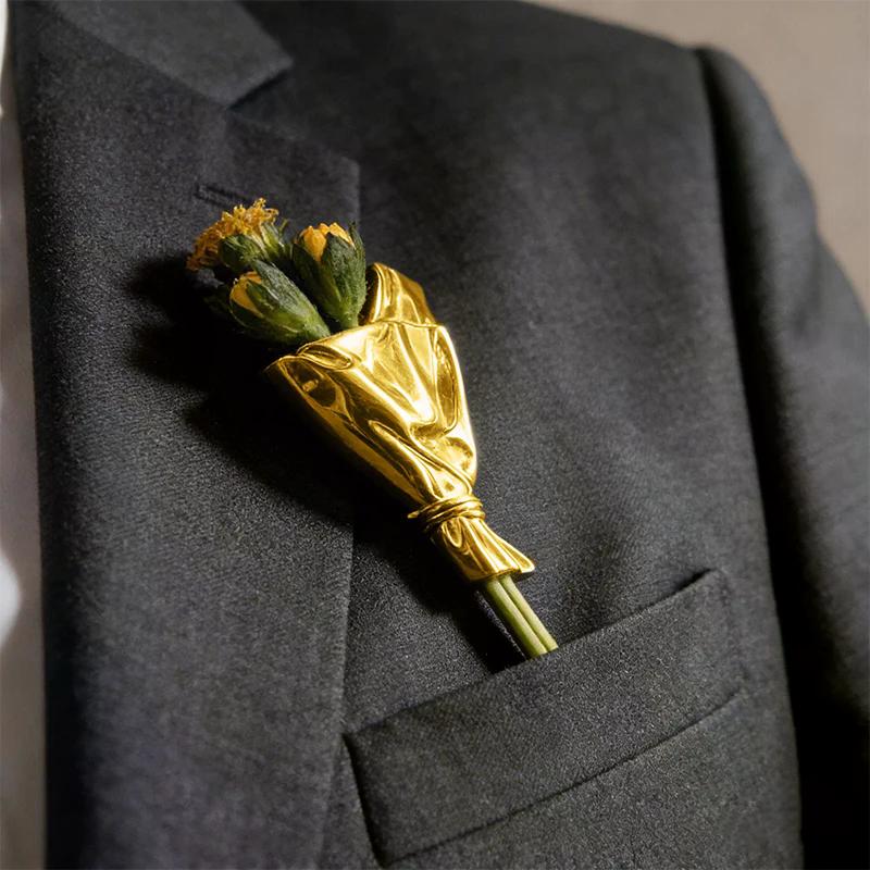 Creative Branch-Shaped Flower Insert Brooch Jewelry DIY Clothing Corsage Metal Branch Pins For Brooches With Insert Flowers