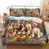 Cute Puppy Group Bedding Set, Floral Wildlife Duvet Cover Set, Dog Lover Home Textile, Perfect Gift for Pet Enthusiasts