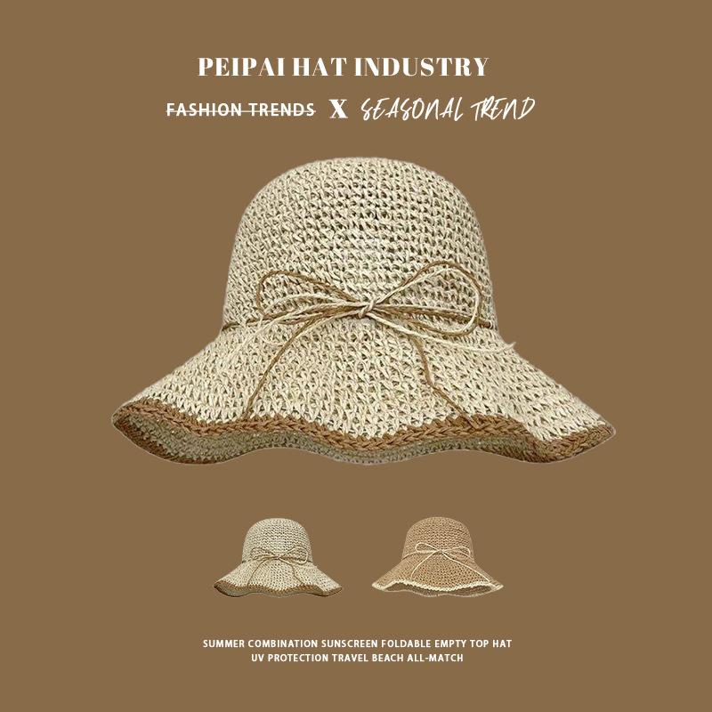 Women's Grass Hat Korean Version Versatile Travel Sun Protection Sunshade Hat Travel Sun Hat Beach Hat