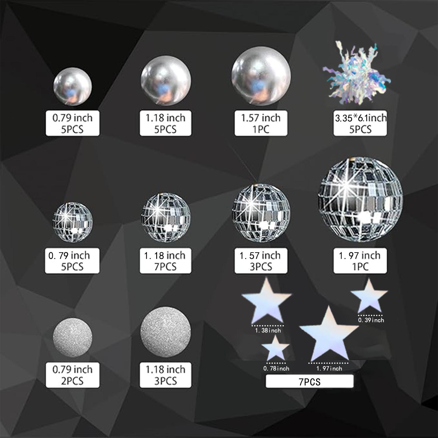 Topper per Torta Palla da Discoteca Palle Specchiate Decorazioni per Torta con Stelle Argentate Topper per Torta per Feste da Ballo Disco Anni '70 '80