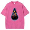 Unisex Fit Washed T-Shirt Cool Astronaut Tees Shirts Men Women Short Sleeve T-shirts Cotton Oversized T-shirt