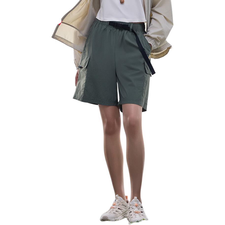 Anta Outdoor Series Solid Color Breathable Versatile Casual Five-Point Shorts Women shorts Seaweed-Green 962526502-2