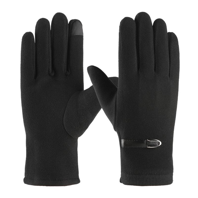 Warm Gloves Three-line Rabbit Velvet Men and Women's Fashionable Touch Screen Cold Proof Plus Velvet Outdoor Cycling Autumn and Winter Gloves