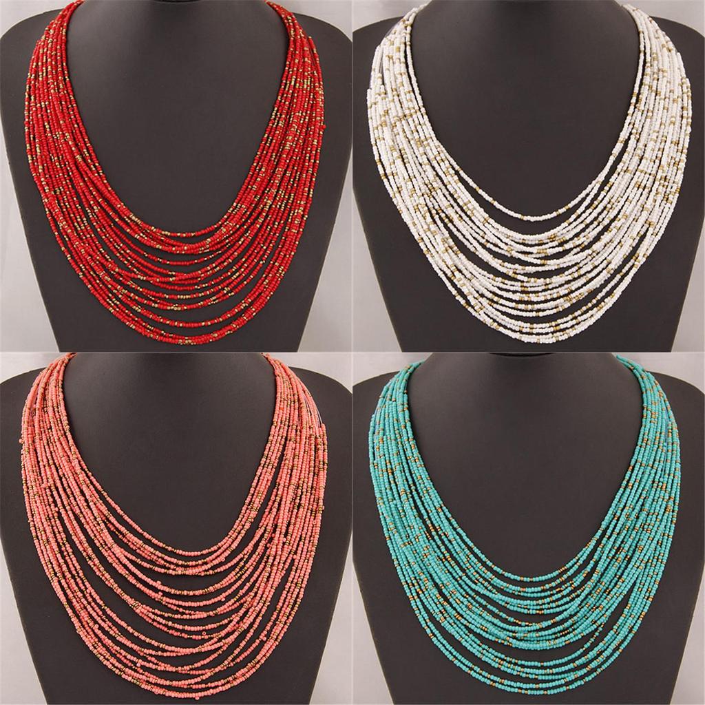 Bohemia Beaded Multilayer Necklace With Handcrafted Resin Materials For Fashionistas