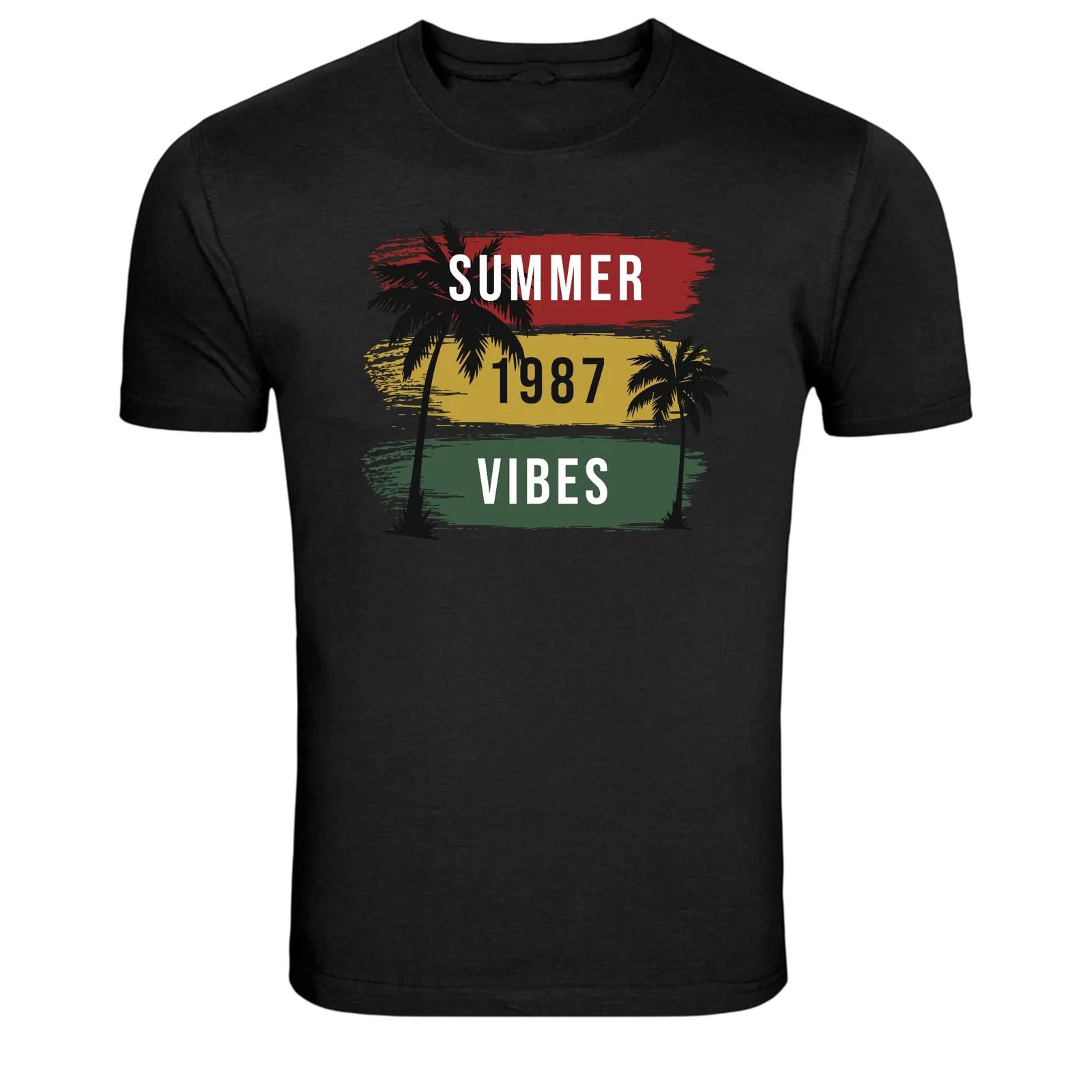 Летние вайбы 1987 Ретро Палм-Бич Графическая футболка S