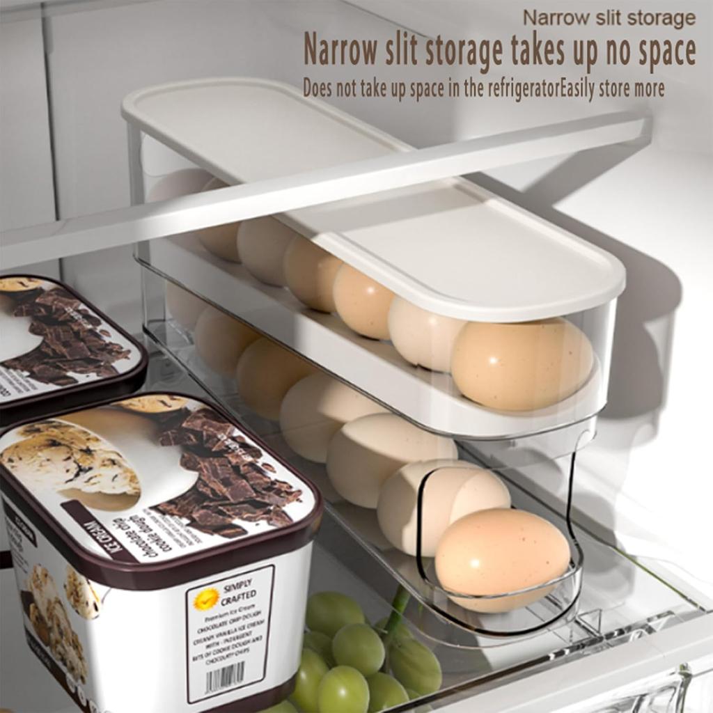 Auto Rolling Fridge Egg Container Space Saving Eggs Dispenser for Refrigerator Storager Automatic Scrolling Egg Rack Holder for Kitchen