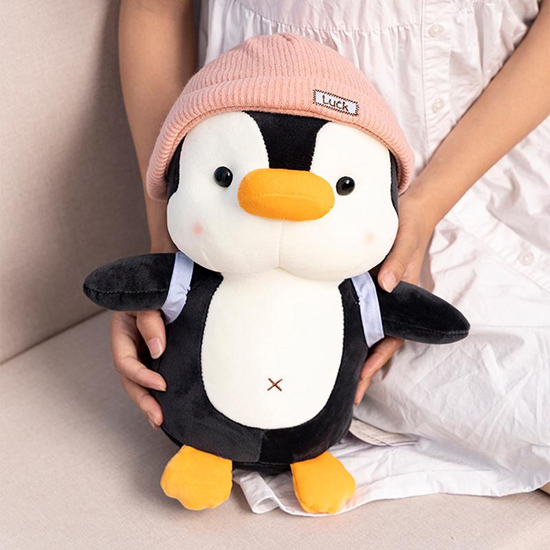 1 Piece Wearing Hat Penguin Comfort Sleep Companion Throw Pillow 23cm Backpack Little Penguin Doll Plush Toys Birthday Gift