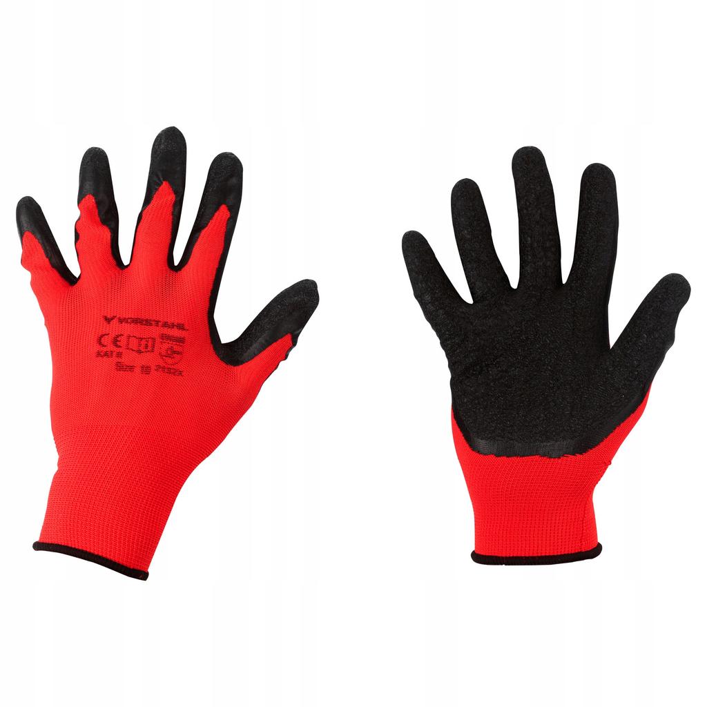 Polyester Protective Gloves with Latex, Pack of 12, Size 9, Vorstahl Quality