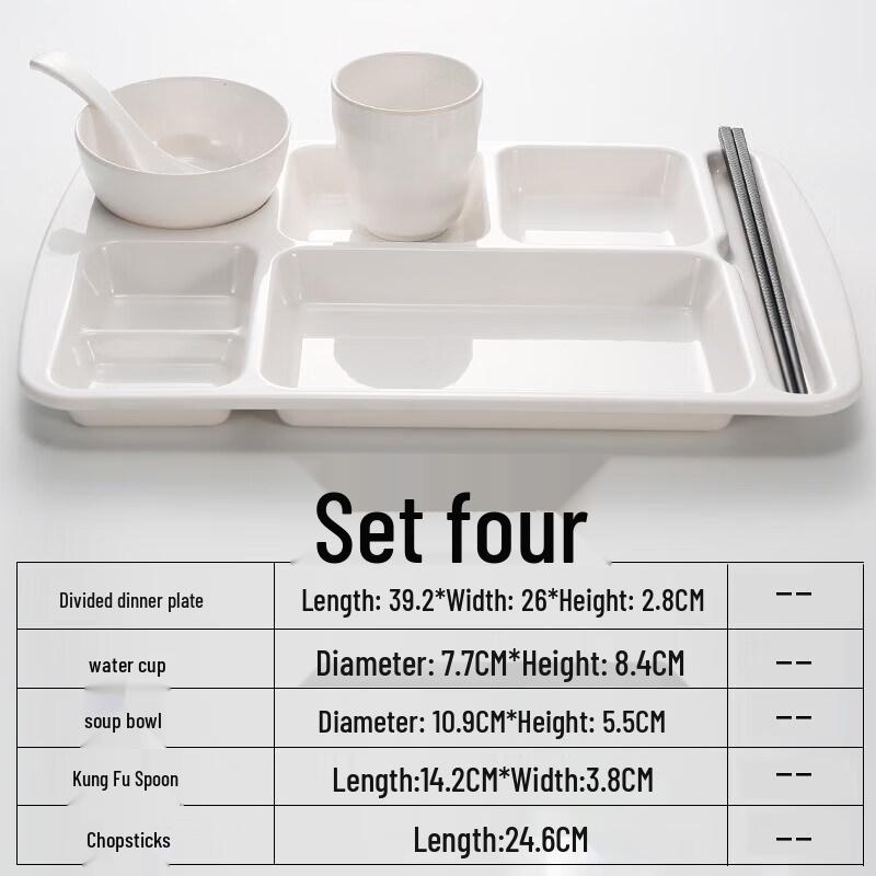 Shengxin Hui Melamine Divided Dinner Plates, 5-Pack