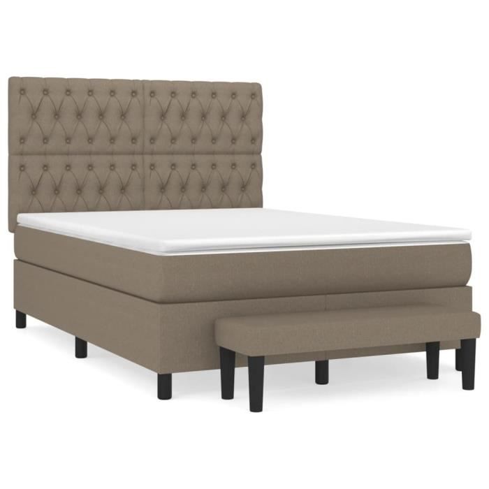 3136833 vidaXL Divan Bed with Mattress Taupe 140x190 Cm Fabric