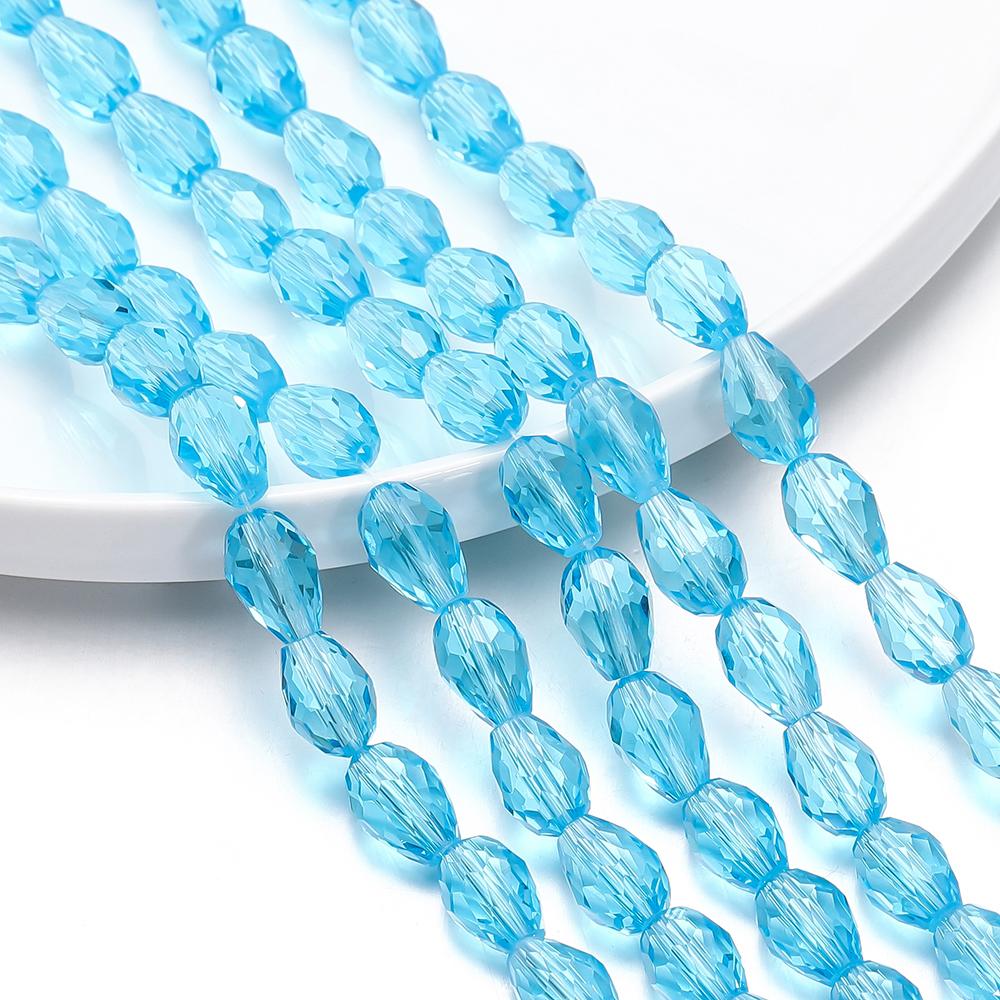 1 Strand 6-12mm Spacer Water Drop Shaped Beads AB Shine Glass Drop Pendant for DIY Earing Bracelet Jewelry Making Accessories