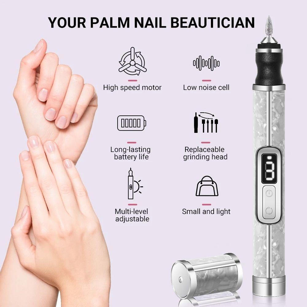 Low Noise Electric Nail Drill Multiple Gears Nails Sander File Set Nail Polishing Machine Nail Art